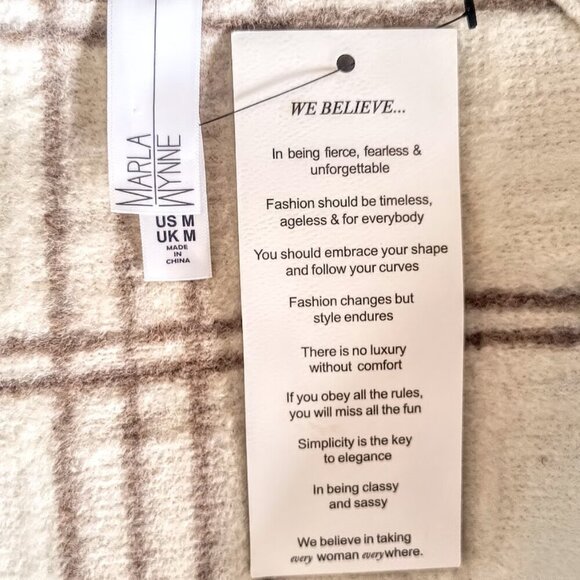 Marla Wynne Beige Cream Plaid Wool Coat NWT - Picture 4 of 6